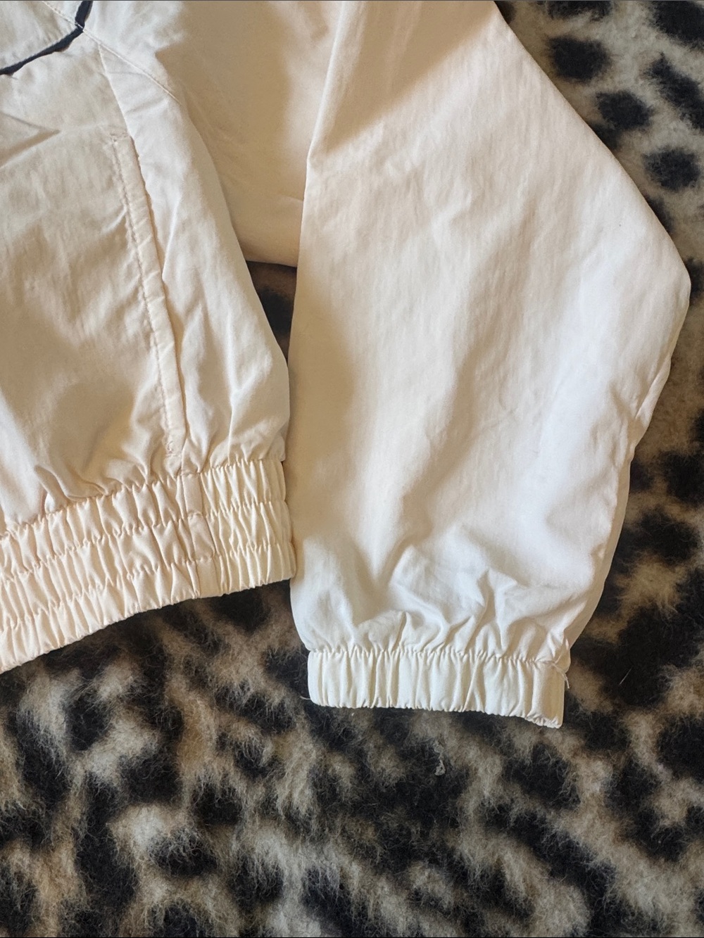 Nike Cream Cropped Bomber Jacket with Black Piping - Picture 4 of 6